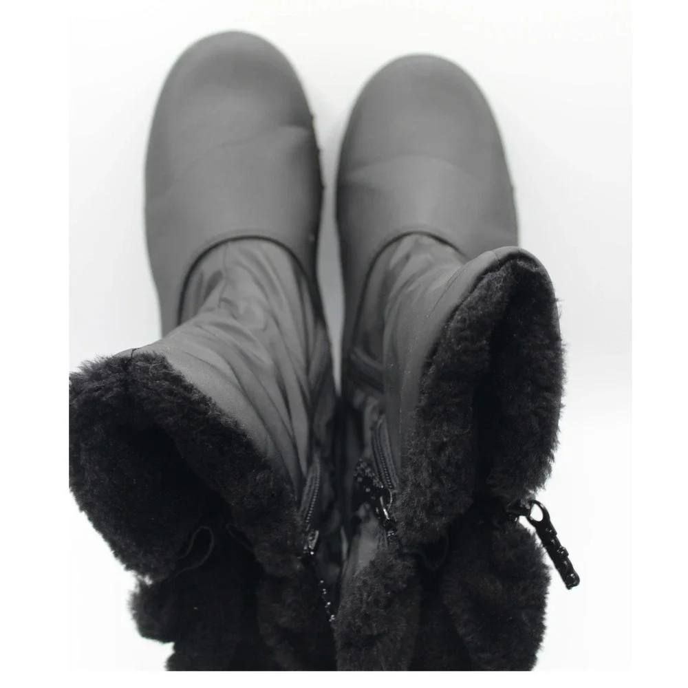Totes Rikki W Womens Black Winter Boots Faux Fur Lined Side Zip Size 10W
